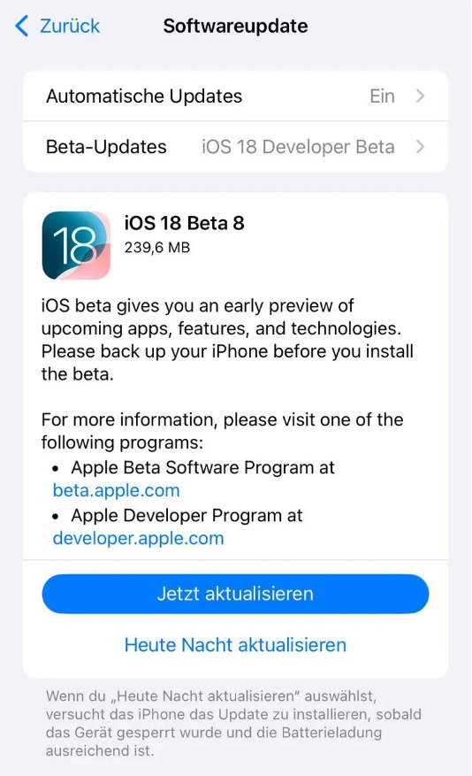 西和苹果手机维修分享苹果 iOS / iPadOS 18 开发者预览版 Beta 8 发布 