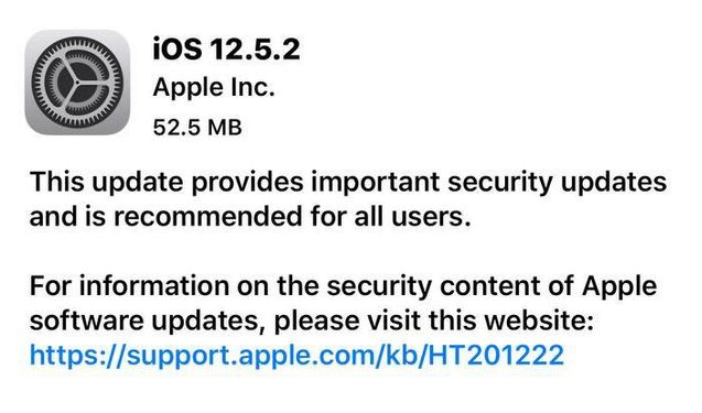 西和苹果手机维修分享iOS12.5.2发布，建议所有老苹果用户安装 